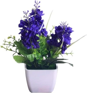 SET 2 Piantine Lavanda Artificiale con Vaso in Ceramica 4 Colori Assortiti - Foto 1 di 2