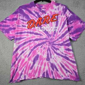 DARE TIE DYE SHIRT Mens EXTRA LARGE XL PINK Keep Kids OFF Drugs Retro Casual NWT - Picture 1 of 11