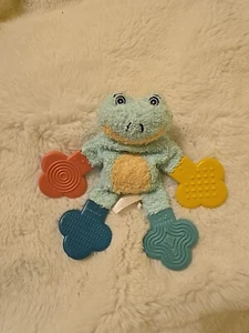 Munchkin Frog Vintage Rattle Teether Teething Stuffed Plush Baby Toy - Picture 1 of 7