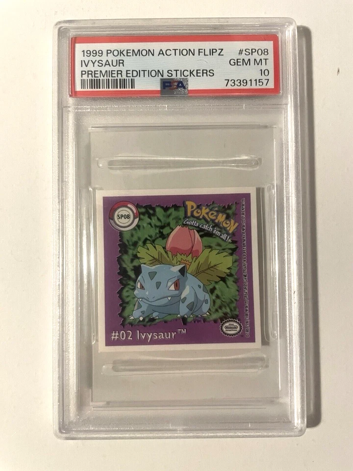 1999 Pokemon Action Flipz Ivysaur PSA 10 Premier Edition Stickers SP08 Pop 4 - Image 1 of 4