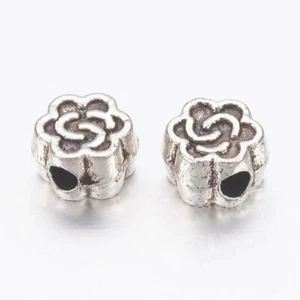 50 x Antique Silver Spacer Beads - Rose Flower Beads - LF CF NF - 4.5mm - Picture 1 of 1
