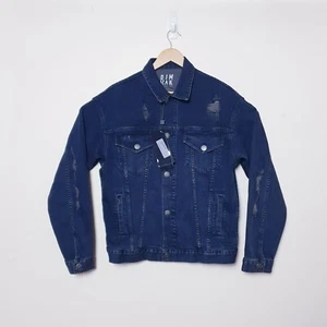 Dim Mak Collection Jacket Mens Large L Obex Distressed Denim Jacket SOLDOUT Aoki - Picture 1 of 11