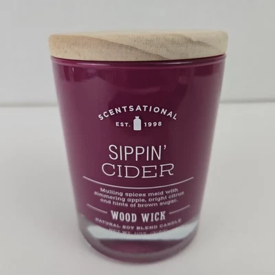 Vela de mezcla de soja natural Scentsational SIPPIN' CIDER 11 OZ mecha de madera Foto 1 de 4