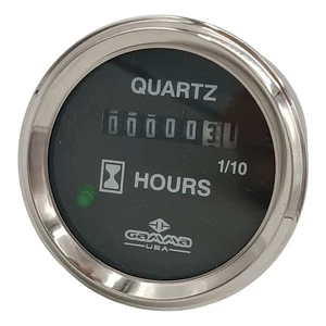 DC Hourmeter Black Dial 52 mm Chrome Bezel 12-24v Range 9999.9 Hours - Picture 1 of 6