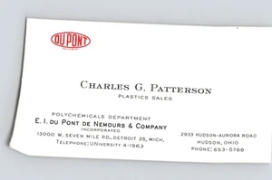 Dupont Polychemicals Department Charles G. Patterson Plastic Sales Hudson Ohio - Foto 1 di 2