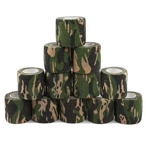 12 Roll Camouflage Tape Self Adherent Cohesive Bandage Wrap Rifle Shotgun Cam... - Picture 1 of 5