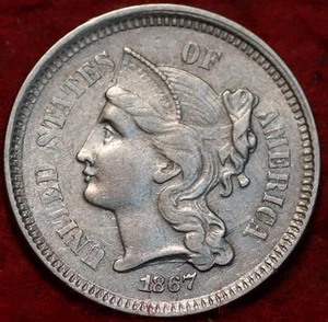 1867 Philadelphia Mint Three Cent Coin - Picture 1 of 2