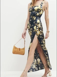 Reformation 100% Silk Beautiful Floral Parma Dress High Slit Super Soft Size 0 - Picture 1 of 17