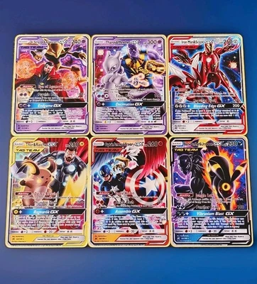 Pokémon + Marvel Tag Team Crossover GX Metal Fan Art Card Set of 6 - Image 1 of 3