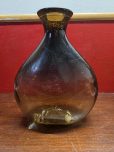 Hand Blown Art Glass Vase Brown And Amber Made In Spain - Picture 1 of 7