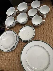 Williams Sonoma Brasserie Green Stripes Bands White 112819 Verge 20 Stück - Bild 1 von 6