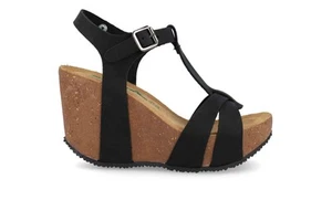 Bionatura Sandali Donna Con Zeppa e Fibbia in Pelle Crazy Horse - CRHNER (Nero) - Imagen 1 de 6