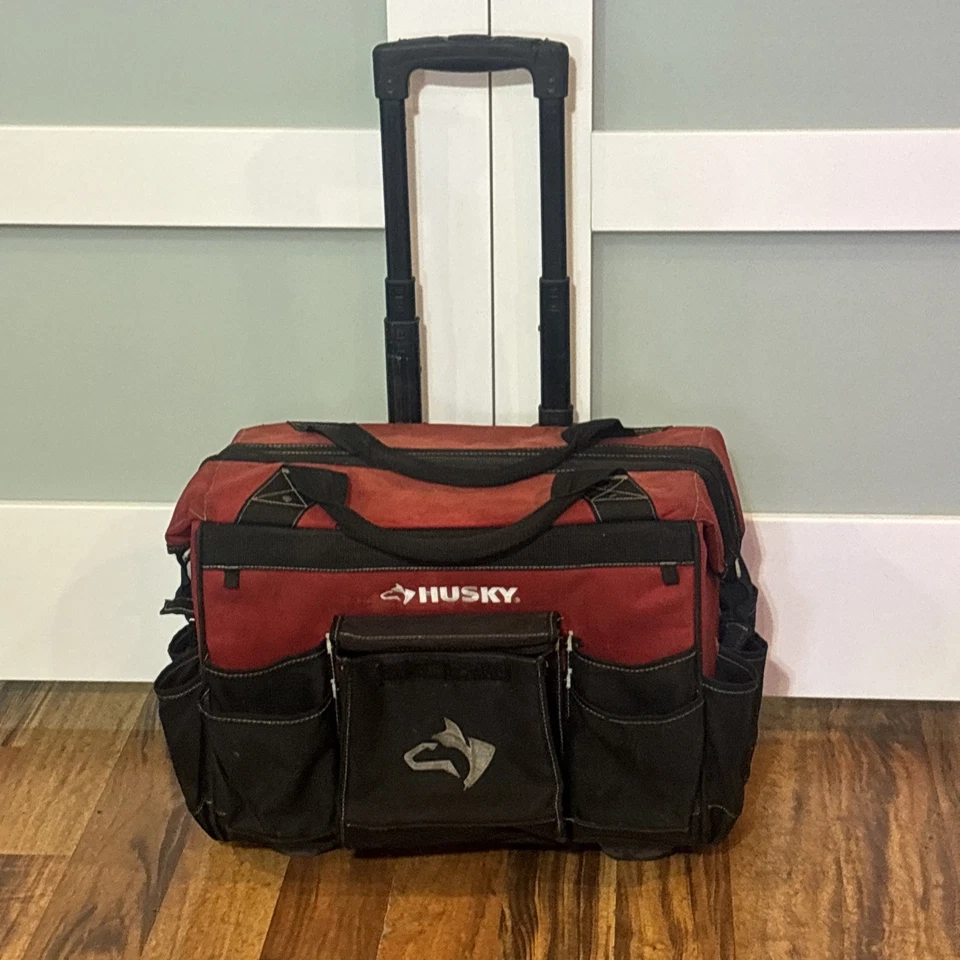 Husky GP-43196N13 18" 600-Denier Red  Contractor's Rolling Tool Bag - Heavy Use - Image 1 of 4