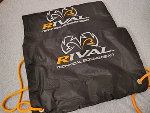 NEW (2) Rival Boxing Drawstring Glove Bag Gym Sling Backpack Black Compact - Picture 1 of 2