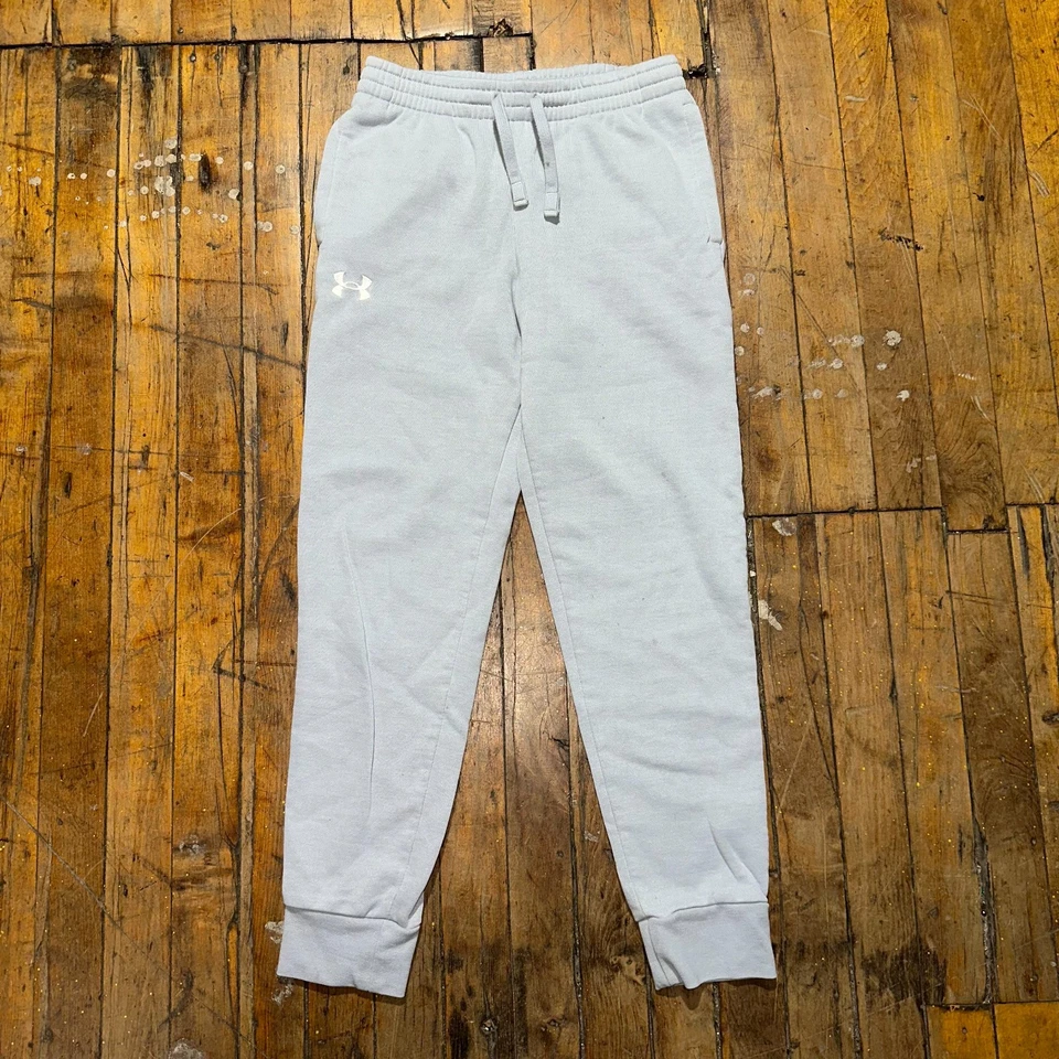 Under Armour Jogger Pants Girls 14 Gray Fleece Lined Tapered Leg Elastic Waist - Image 1 of 4