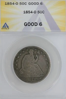 1854-O  .50  ANACS   G 6    1800's Half Dollar, Liberty Seated Half  - Image 1 of 2