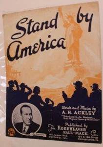 Stand By America Sheet Music A H Ackley 1939 vintage - Picture 1 of 2