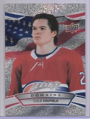 COLE CAUFIELD 2022-2023 UD MVP DOMAINS SP INSERT/USA WJC GOLD/CANADIENS - Image 1 of 2