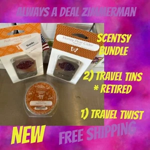 Pacchetto Scentsy 2 latta da viaggio e viaggio Twist AUTUNNO TRAMONTO MIELE PERA SIDRO acero - Foto 1 di 5