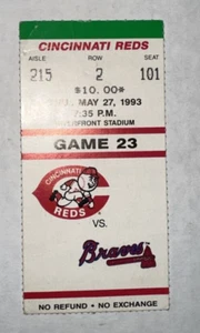 Ron Gant HR x 2 #120 #121 Cincinnati Reds Atlanta Braves MLB Ticket Stub 27.05.93 - Bild 1 von 2