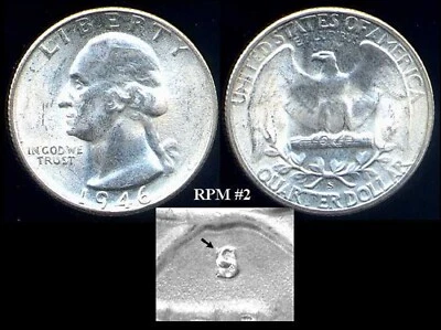 1946s/s RPM #2 BU + Washington Quarter Silver Cherry Picker FS 501 ERROR Coin NR - Image 1 of 4