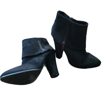 Botines de gamuza negros botines con puños cremallera lateral Forever 21 talla 6 LH8146 Foto 1 de 4
