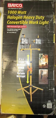 BAYCO HEAVY DUTY CONVERTIBLE WORKLIGHT TRIPOD 1000 WATT HALOGEN LIGHT SL-1005 - Image 1 of 2