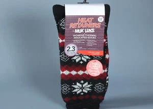 MUK LUKS HEAT RETAINERS BLACK, RED & WHITE Womens Termal Socks Sz 6-11 - Picture 1 of 2