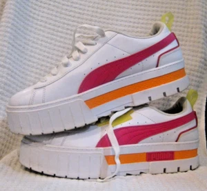 Puma Mayze City Lights Sneaker Shoes Womens 11 White pink 382741 02 Lace Up - Picture 1 of 12