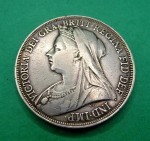 1897 KÖNIGIN VICTORIA GEKLEIDETER KOPF SILBER KRONE. 1897 LIX EDGE - Bild 1 von 3