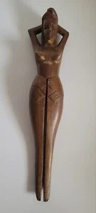 Vintage Folk Art Lady Wood Nutcracker 13.5 X 2.5" - Picture 1 of 6