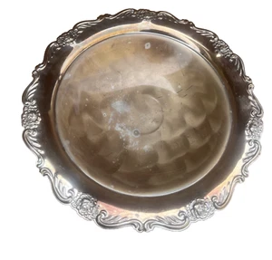 Hand Finished Silver Plated Footed Serving Tray Floral Edges Vintage Rare - Picture 1 of 17