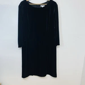 Charter Club Dress XXL Black Velour Sheath Stretch Below Knee Classic New - Picture 1 of 8