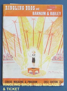 1953 CIRCUS RINGLING BROS. and BARNUM & BAILEY CIRCUS MAGAZINE PROGRAM & TICKET - Picture 1 of 4