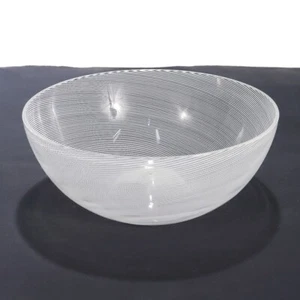 Schale aus Murano Glas 1980 signiert Venini weiß Mezza Filigrana - Bild 1 von 7