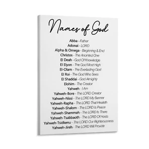 God Names Print Bible Verse Canvas Poster Art Print Family Decor Framed - Picture 1 of 13