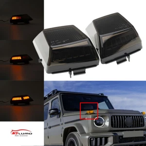 2PCS Smoke Lens Amber LED Fender Turn Signal Lights for 2019-2024 Benz G 63 AMG - Picture 1 of 13