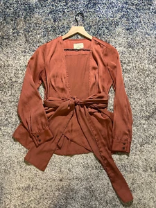 Moulinette Soeurs Silky Wrap Top Anthropologie Long Sleeve Size 02 - Picture 1 of 7