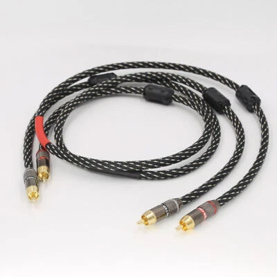 Pair RCA Cable OFC Wire with Gold Plated Plug HiFi Audio interconnect Cable - Image 1 of 4