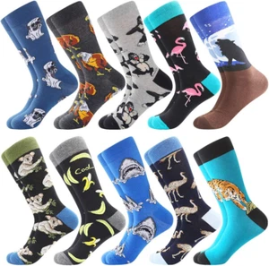 Mens Dress Socks Fun Funny Colorful Crazy Crew Dress Socks for Men 9-12 - Picture 1 of 12