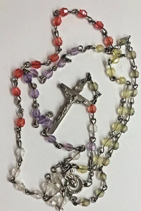 Vintage Rainbow Rosary - Multi color decade prayer beads Catholic - Picture 1 of 24