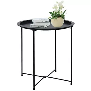 End Table Outdoor Side Table, Small Patio Table Metal Side Table, Round Foldi... - Picture 1 of 9