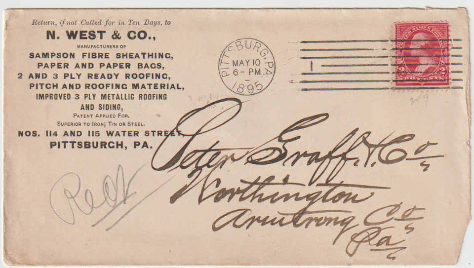 1895 Samson Fiber Sheathing Paper & Paper Bags Pittsburgh Pa. Advertising Cover - Image 1 of 1