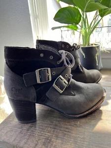 CAT CATERPILLAR Brown Briony Chunky Leather Ankle Boots Waterproof Buckle Sz 8 - Picture 1 of 12