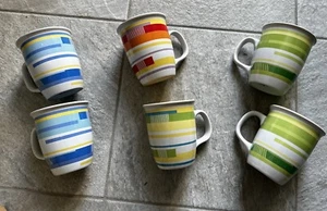Set sei tazze a righe colorate con manico Tognana - Foto 1 di 7