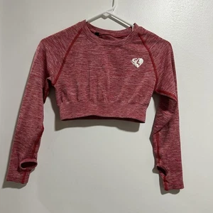 Crop top donna Best taglia S manica lunga fori pollice rosso erica abbigliamento attivo - Foto 1 di 7