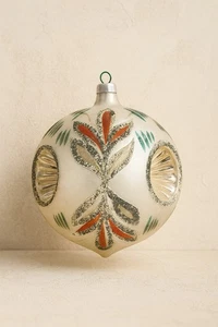 Vintage 50er Jahre Einzug Glas Weihnachtsschmuck handbemalt Reflektor 4" - Bild 1 von 8