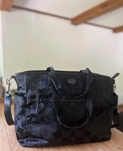 Vintage coach canvas signature large black tote diaper bag - Picture 1 of 12
