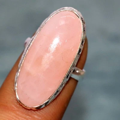 Кольцо с покрытием из серебра 925 пробы с розовым кварцем традиционный ювелирный дизайн США 6 GW - Изображение 1 из 3