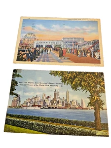 2 postales vintage de Coney Island Nueva York y Nueva York 1943, 1944 publicadas - Imagen 1 de 2